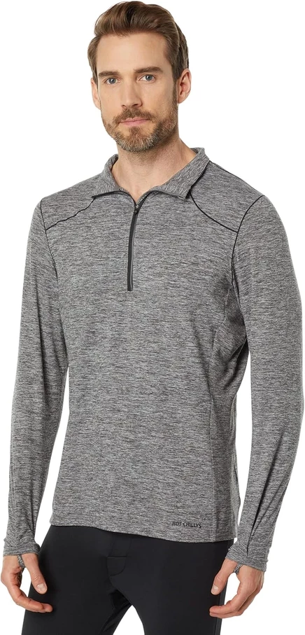 Лонгслив Hot Chillys Clima-Trek Zip-Tee, серый меланж
