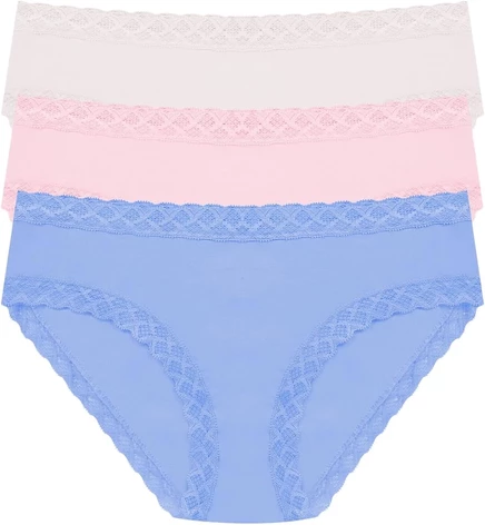 Женские трусы Natori Bliss Girl Brief, 3 шт., синие/сиреневые/мокко