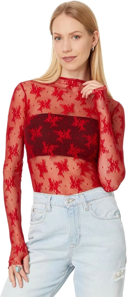 Женский сетчатый топ Free People Lady Lux, красный