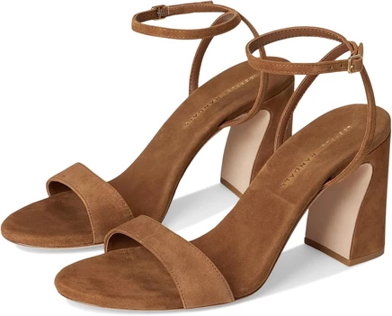 Loeffler Randall Malia Curved Heel Simple Sandals With Ankle Wrap cacao