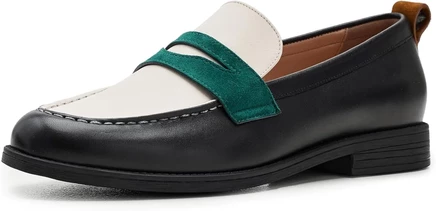 Cole Haan Stassi Penny Loafers black/ivory leather/rainforest/tobacco