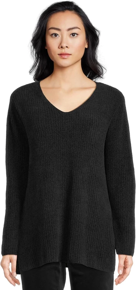 Женский V-образный свитер Eileen Fisher, черный