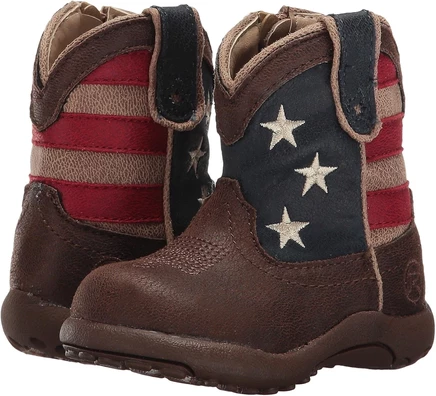 Roper Kids American Patriot (для младенцев и малышей) коричневая куртка-вамп из искусственной кожи со звездами и полосками.