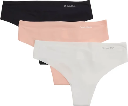 Женские стринги Calvin Klein Invisibles, 3 шт., чёрные/светло‑голубые/персиковые