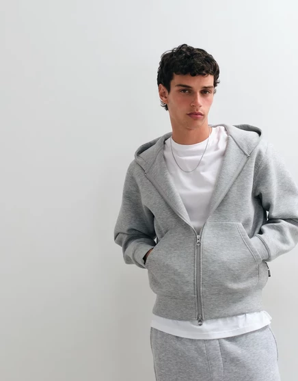 Мужское худи Jack & Jones на молнии, светло-серое