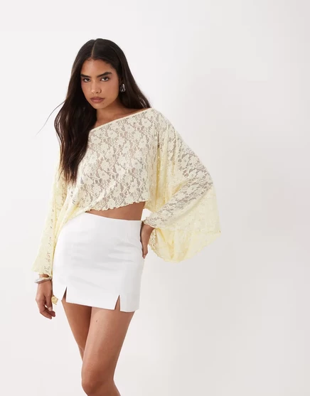 Женский кружевной асимметричный топ ASOS Design, желтый