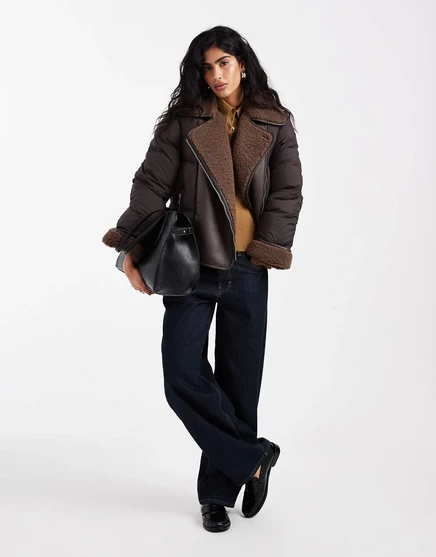 Женская куртка Vero Moda с меховой отделкой, шоколадная