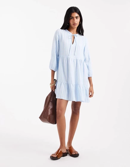 Женское платье мини Vero Moda в полоску, светло-голубое