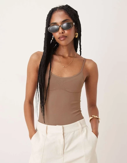 Бесшовное облегающее боди-майка ASOS DESIGN цвета мокко mocha
