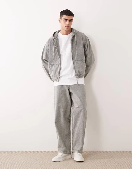 ДИЗАЙНЕРСКАЯ куртка с капюшоном ASOS в серую и белую полоску - часть комплекта multi
