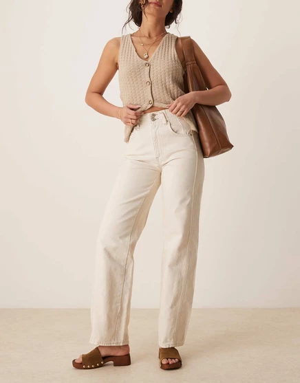 Джинсы с прямыми штанинами Free People aster цвета экрю cream