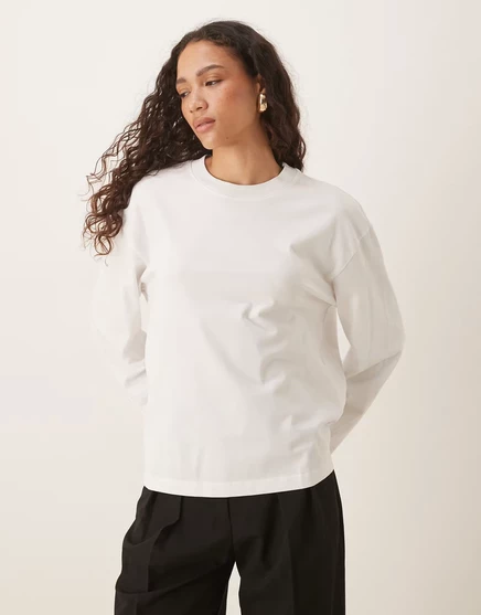 Женский лонгслив Gina Tricot свободного кроя, белый