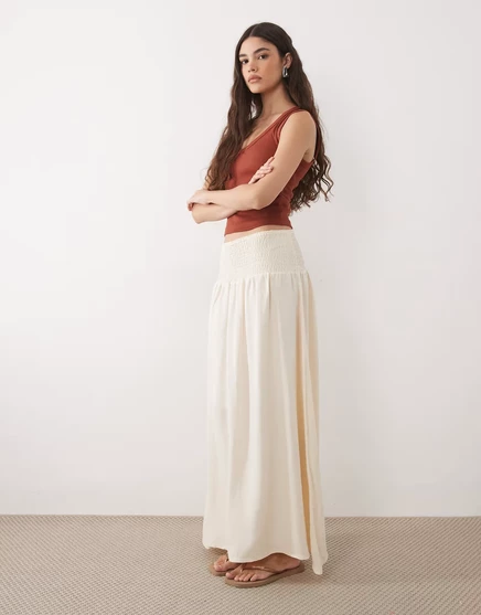 Женская макси-юбка ASOS Design льняная, слоновая кость