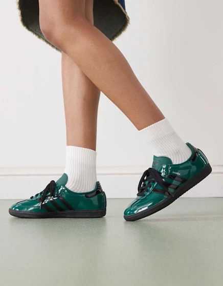 Кроссовки adidas Originals Samba OG лакированного темно-зеленого и черного цветов dark green
