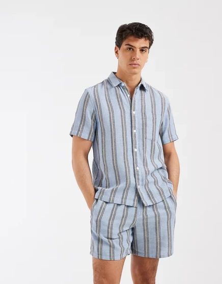 Мужская текстурная рубашка ASOS Design в полоску, синяя