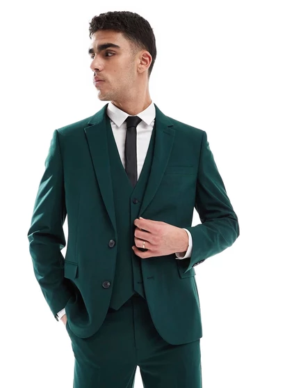 Приталенный пиджак от ASOS DESIGN темно-зеленого цвета dark green