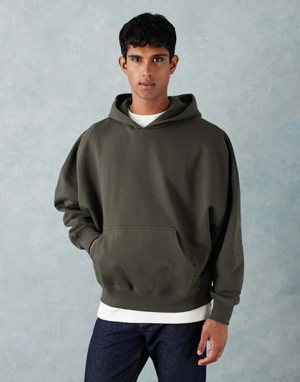 Толстовка ASOS DESIGN premium heavyweight extreme оверсайз с капюшоном цвета хаки толщиной 400 г. elegance