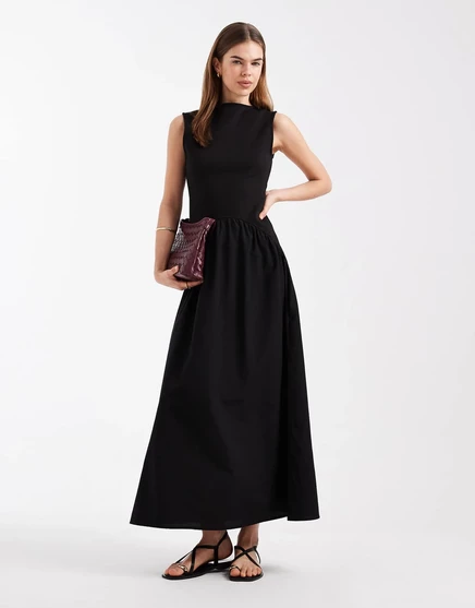 Макси-платье с заниженной талией от ASOS DESIGN hybrid черного цвета
