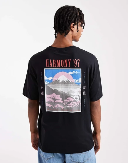 Футболка свободного кроя ONLY &SONS с принтом harmony 97 на спине черного цвета black