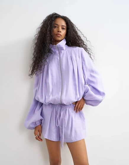 Женская куртка TopShop из модала с воротником-стойкой, лиловая