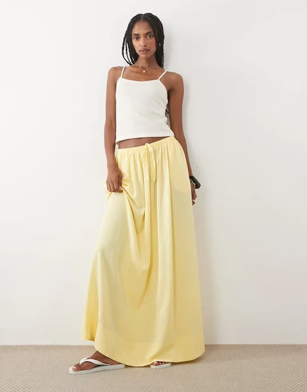Женская макси-юбка ASOS Design льняной микс, кремовая