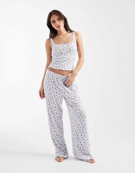 Пижамные штаны Miss Selfridge pointelle с принтом 