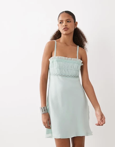 Женское мини-платье-комбинация ASOS Design, шалфейовое