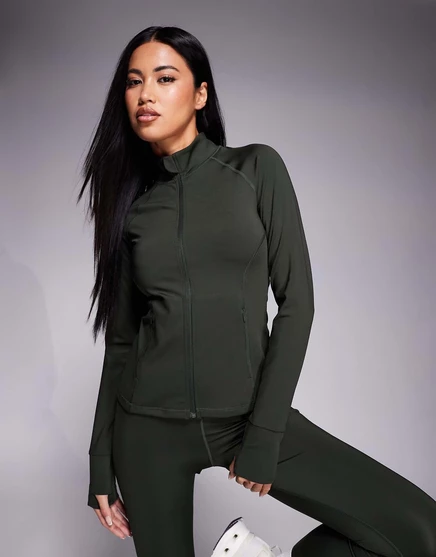 4505 Куртка на молнии с длинными рукавами в стиле Icon sculpting темно-хаки dark khaki
