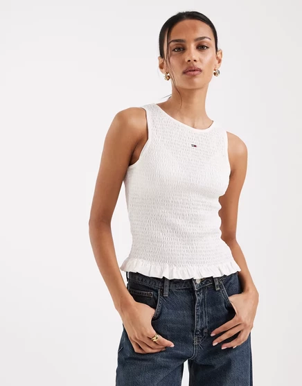 Облегающая майка Tommy Jeans белого цвета ancient white