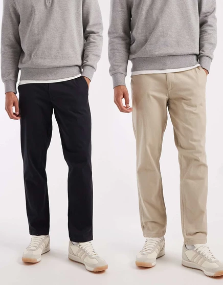 Прямые брюки-чиносы Jack &amp Jones из 2-х комплектов бежевого и темно-синего цветов темно-синего цвета