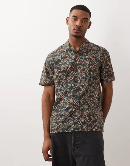 Мужская рубашка PS Paul Smith Casual Fit, темно-зеленая в цветочек