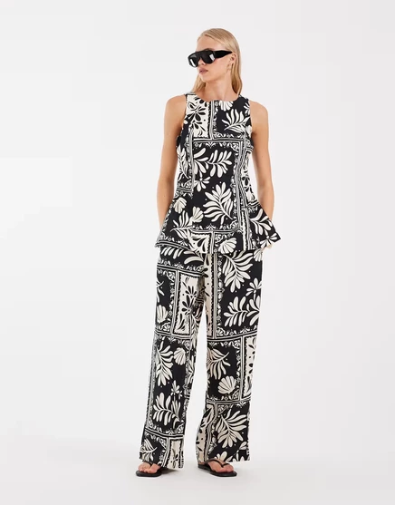 Женские брюки Vero Moda с абстрактным принтом, черные