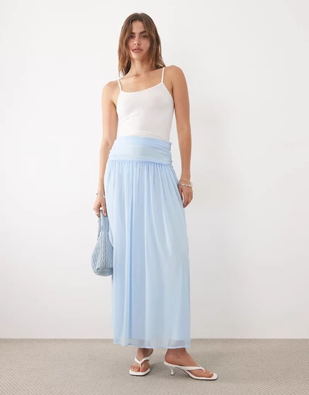 Женская макси-юбка ASOS Design шифоновая, светло-голубая