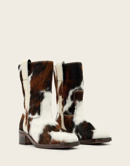 Женские сапоги AllSaints Terri миди, коровий принт