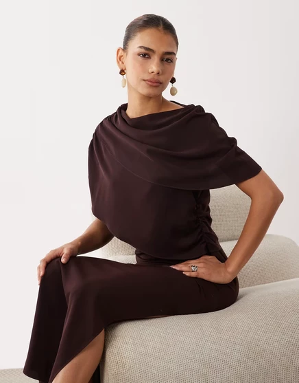 Женское платье миди ASOS Design, шоколадное