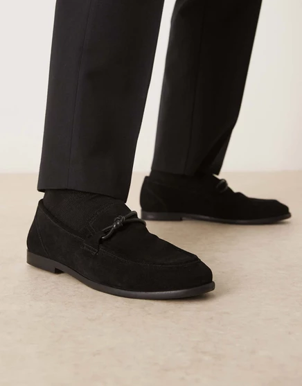 Мужские лоферы ASOS Design узкие из замши, черные