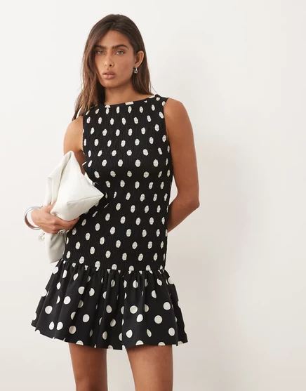 Женское мини-платье ASOS Design в горох, черное