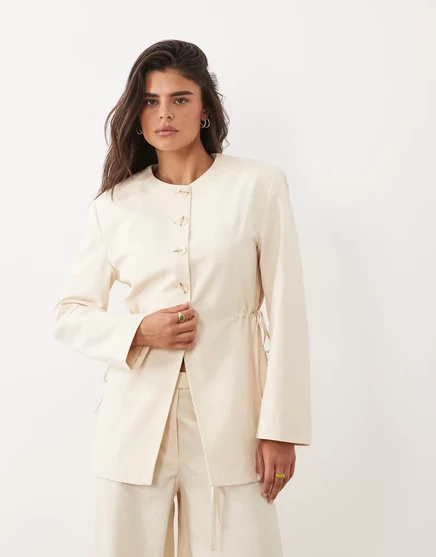 Женский жакет ASOS Design из льна, кремовый