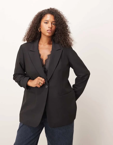 Женский однобортный пиджак ASOS DESIGN Curve, черный
