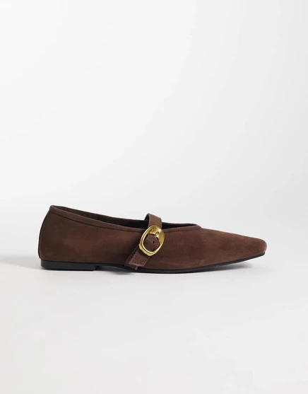 Балетки mary jane с острым носком от ASOS DESIGN Lava из шоколадной замши chocolate suede