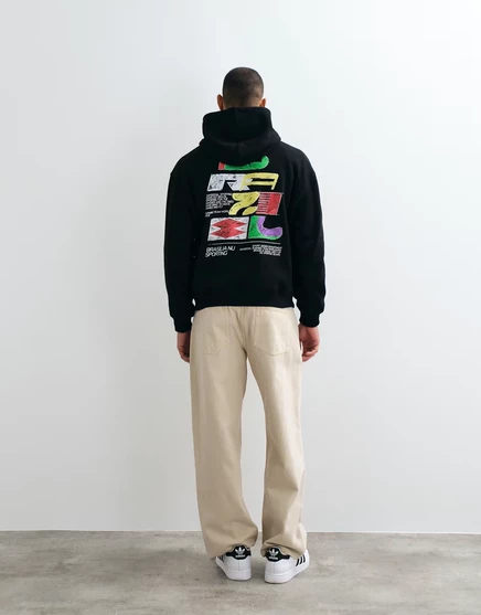 Мужское худи ASOS Design оверсайз с пигментным принтом, черное