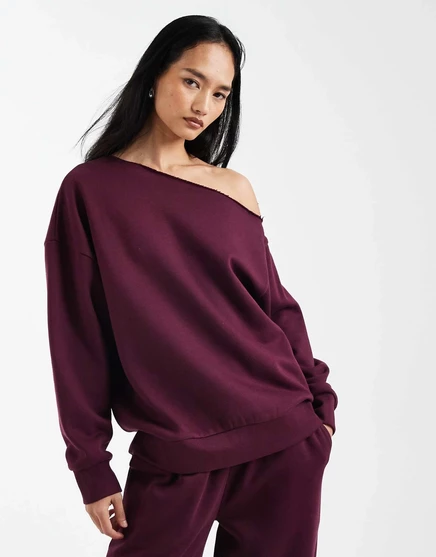 ДИЗАЙНЕРСКАЯ толстовка ASOS с открытыми плечами и кисточкой сливового цвета plum