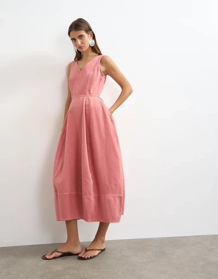 Женское джинсовое платье миди TopShop, розовое