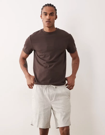 Мужские шорты Jack & Jones льняной микс с кулиской, оливковые