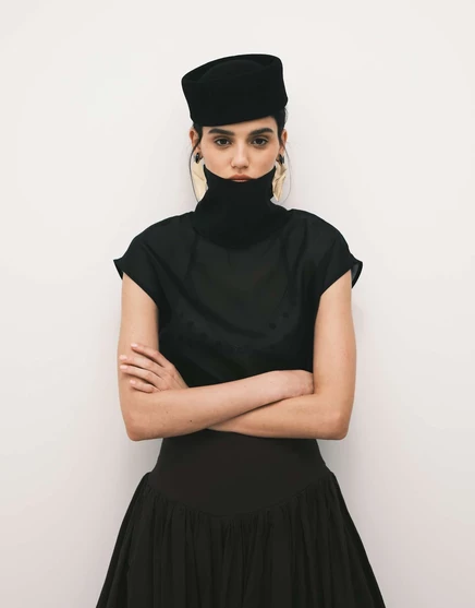 Топ из прозрачной органзы черного цвета с высоким вырезом на плечах от Topshop - часть комплекта black