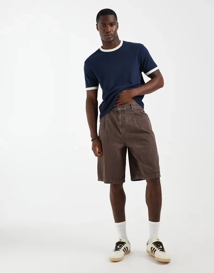 Джинсовые шорты средней длины ASOS DESIGN в стираном коричневом цвете washed brown
