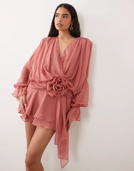 Женское скейтер-платье ASOS Luxe с корсажем, пыльная роза