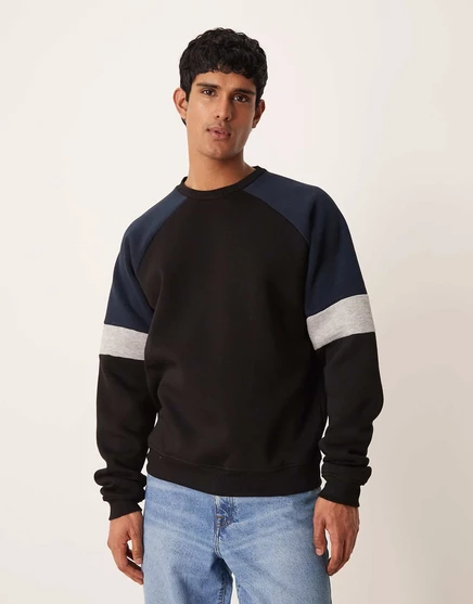 Мужской свитшот ASOS Design свободного кроя с колор-блоком, черный