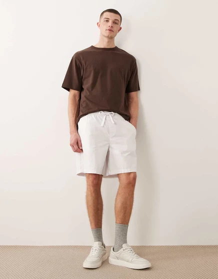 ДИЗАЙНЕРСКИЕ широкие шорты из льняной смеси ASOS средней длины белого цвета