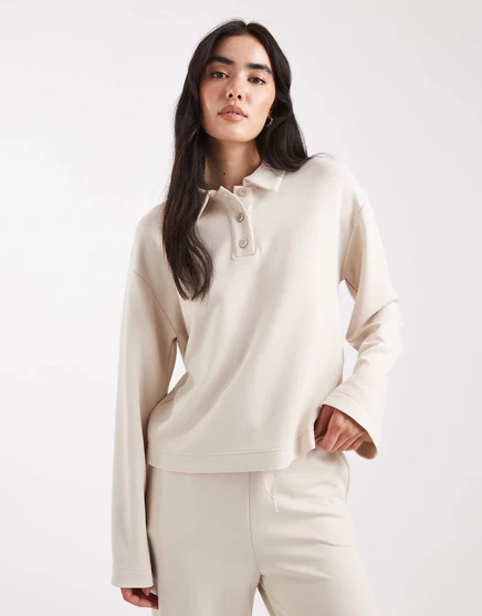 Топ-толстовка-поло Vero Moda super soft кремового цвета - часть комплекта pumice stone